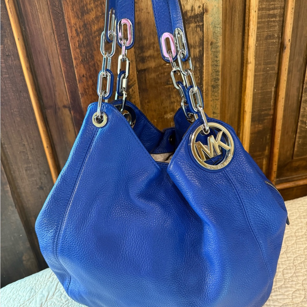 Michael Kors Royal Blue Hobo Bag with Chain Straps